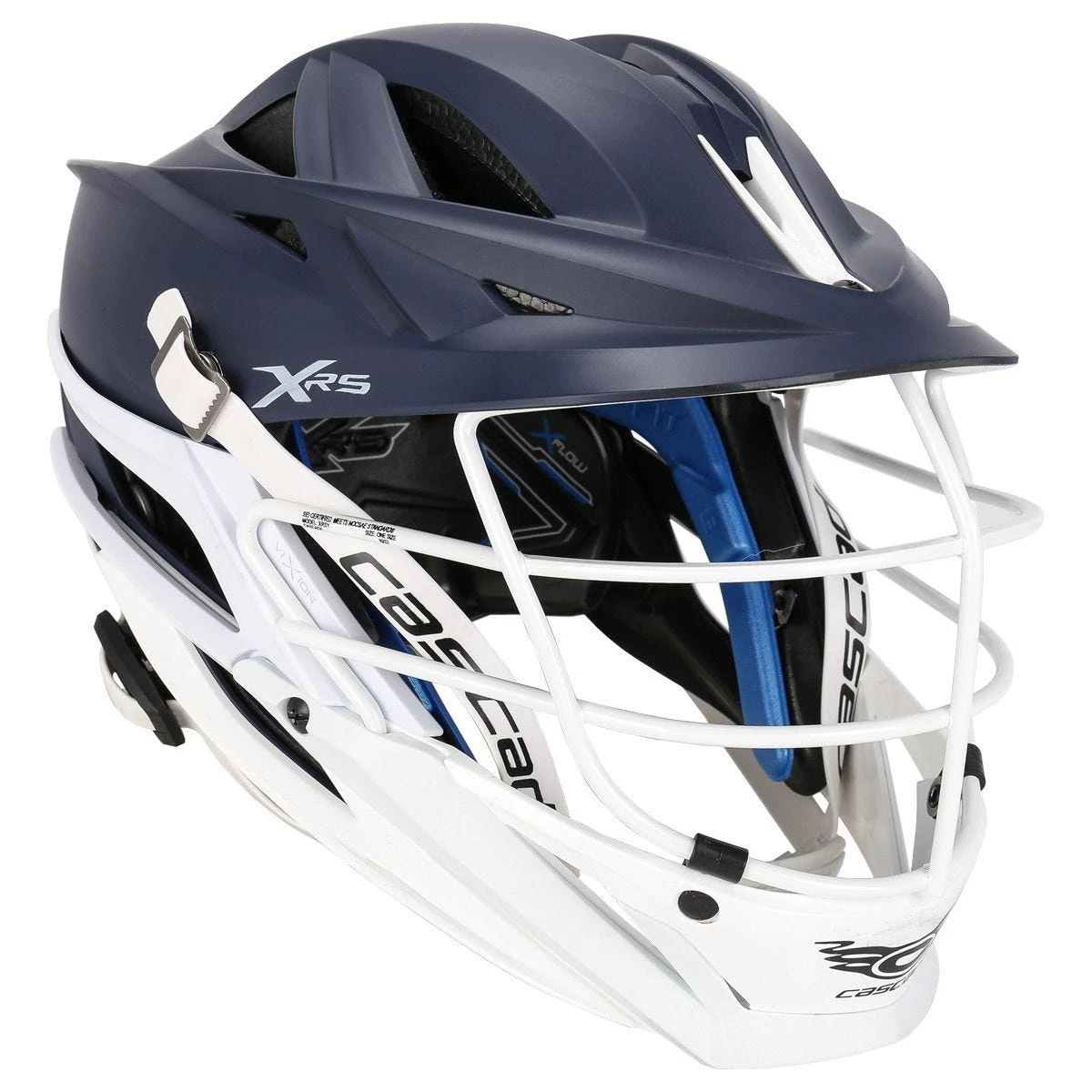 Cascade XRS Youth Matte Navy Lacrosse Helmet White Cage - Image 7