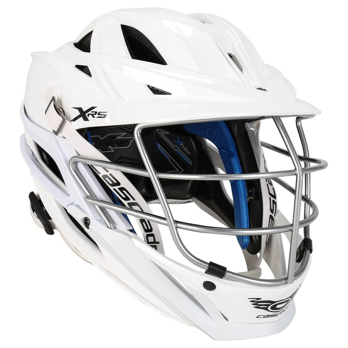 Cascade XRS Youth White Lacrosse Helmet Chrome Cage - Image 6