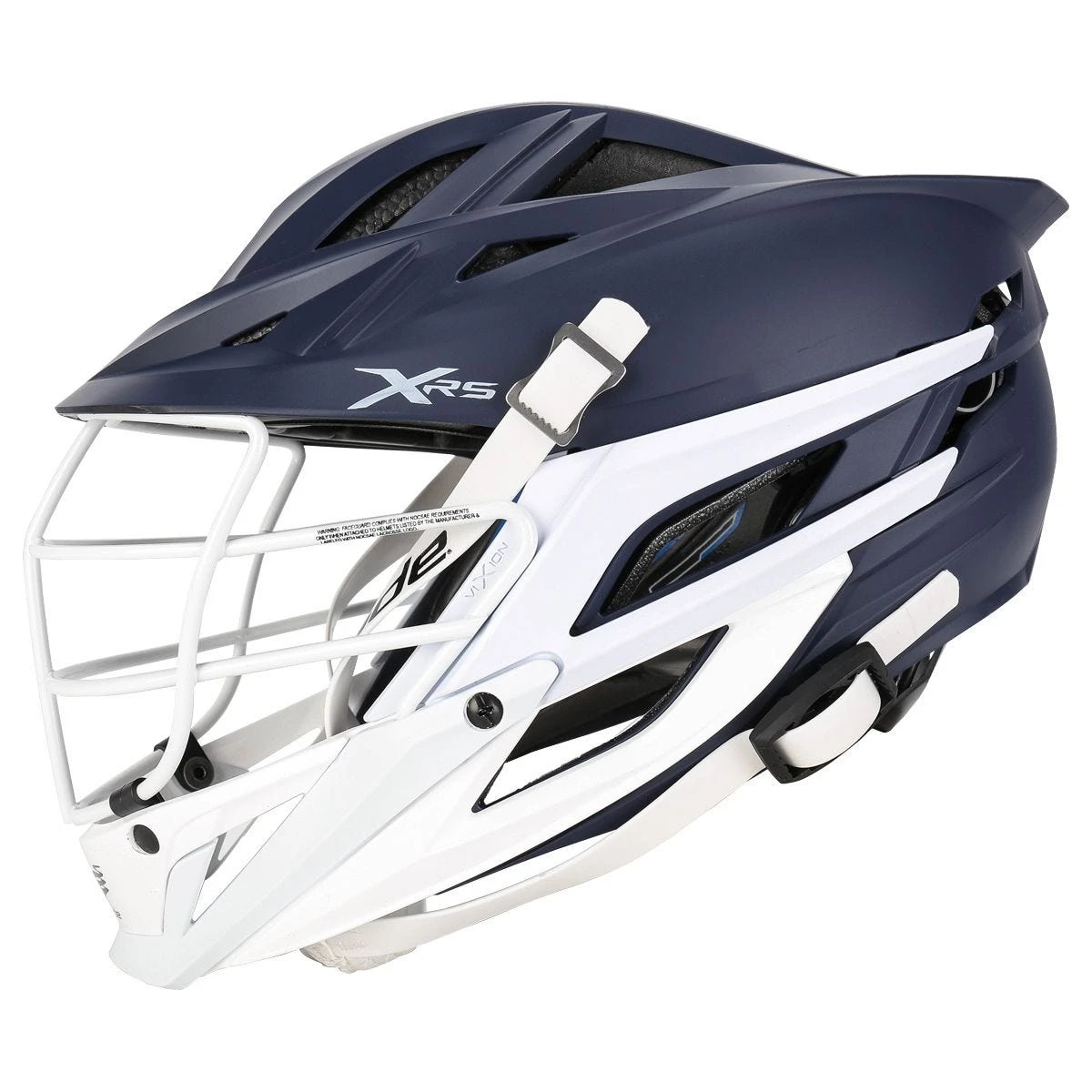 Cascade XRS Youth Matte Navy Lacrosse Helmet White Cage - Image 2